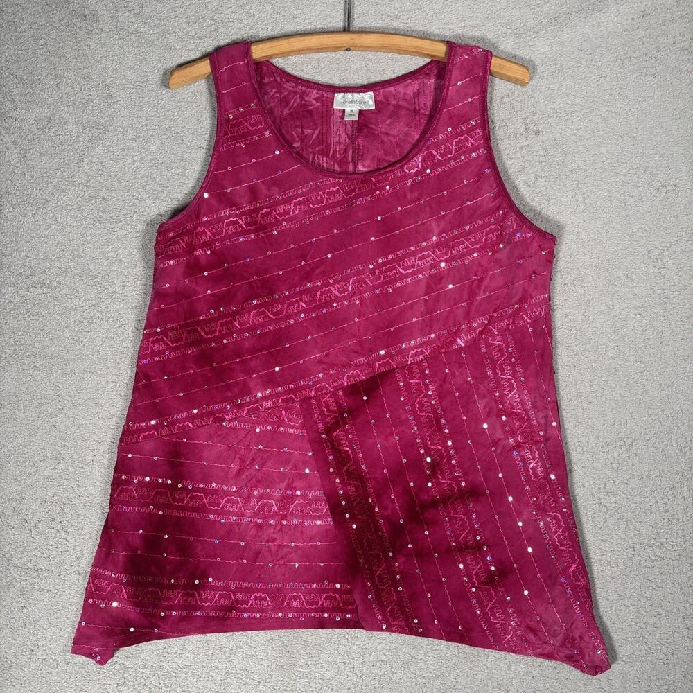 Dressbarn Top Women’s Size‎ XL Pink Sequins Fairy Whimsy Bohemian Boho Y2K Retro